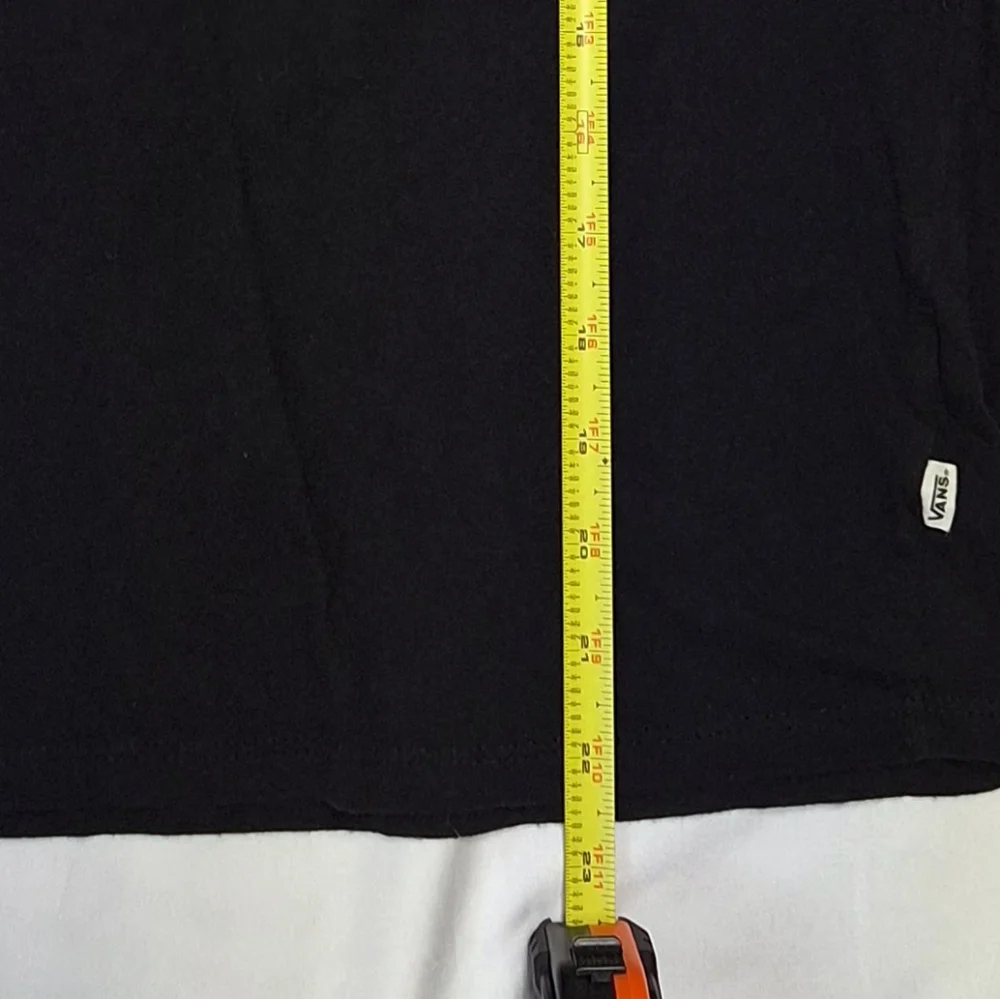 Vans Black Ringer T-Shirt with Orange Trim Logo Graphic Fitted Size Large Unisex - Picture 8 of 9